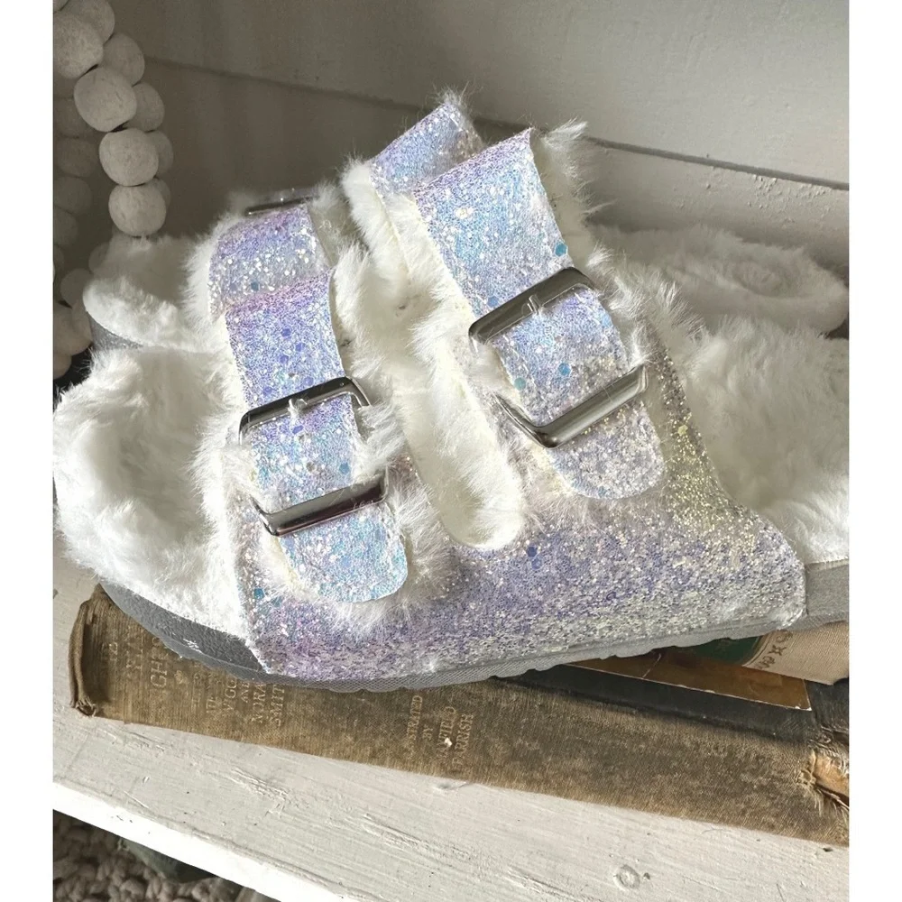 H2K brand white iridescent sandals with glitter - Picture 3 of 6